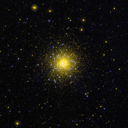 This ultraviolet image from NASA's Galaxy Evolution Explorer is of the globular cluster NGC 1851 in the southern constellation Columba.