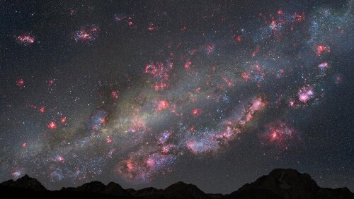 the milky way over mountains